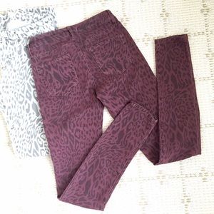 Forever 21 Jeans - Like NEW Forever21 leopard print jeans in wine Forever 21 Jeans - Like NEW Forever21 leopard print jeans in wine