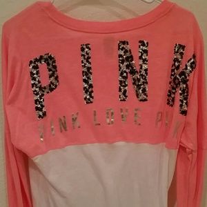 Rare VS Pink Long Sleeve Bling Tee