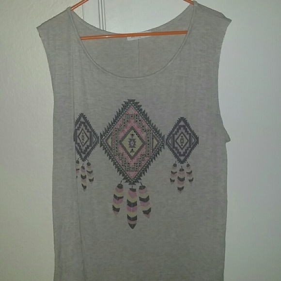 Beige dreamcatcher shirt shoulder cutt shirt