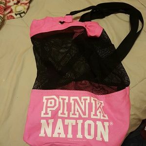PINK! Mesh drawstring bag!