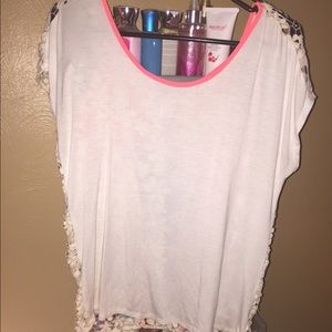 Coral bow short sleeve shirt
