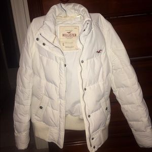 Puffy white down coat
