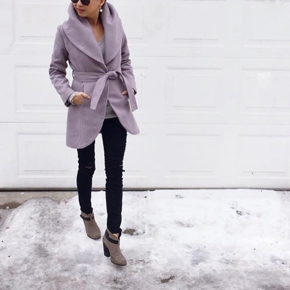 🎉🎉2xHP🎉🎉 collar wrap mauve gray coat - Picture 2 of 4