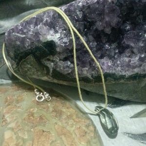 Green teardrop crystal necklace