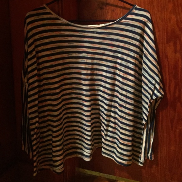 3/4 sleeve striped slouchy shirt