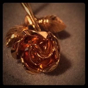 Vintage 70s Monet Long Stem Rose Stick Pin