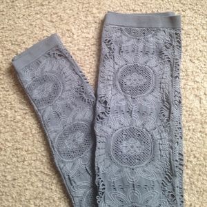 Gray floral cut out leggings