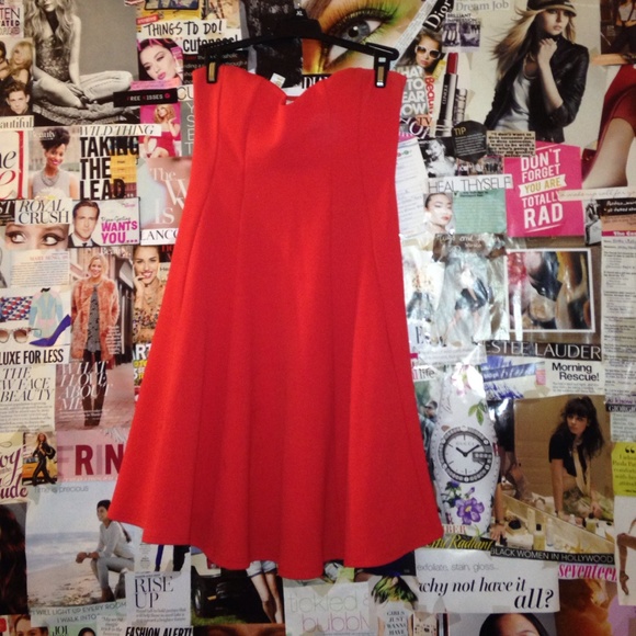 Salmon Mini Strapless Dress