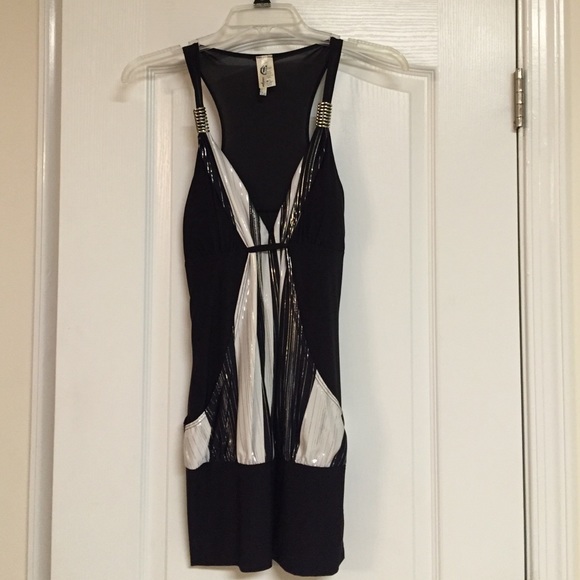 Black/white/silver dress Small