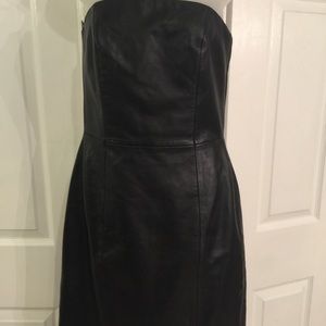 Leather black dress