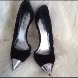 Bebe Silver Cap Toe Heel