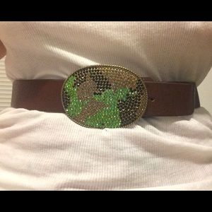 GAP brown leather belt w/Rhinestone buckle