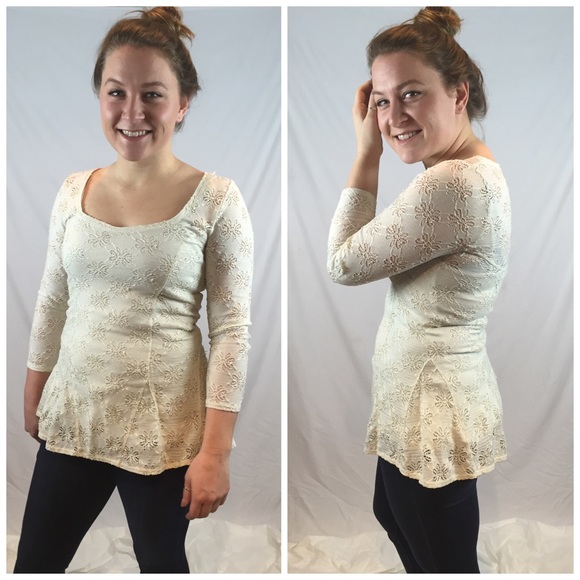 Free People Lace Peplum Top