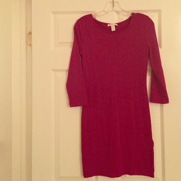 Red Body Con Quarter Sleeve Length Dress