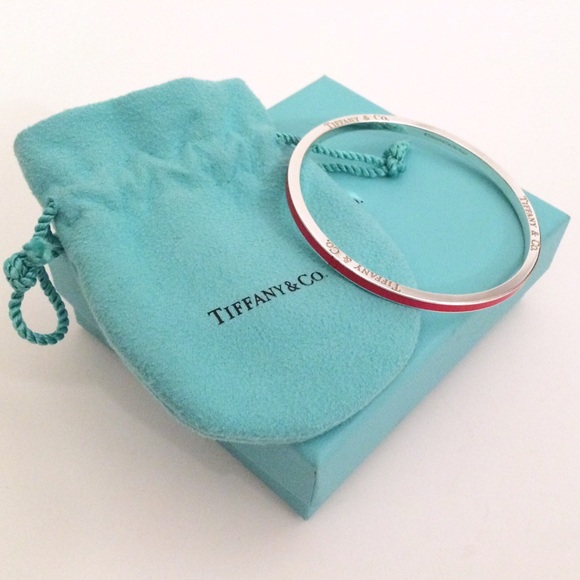 Tiffany & Co. Silver Red Enamel Bangle Bracelet - Picture 2 of 4
