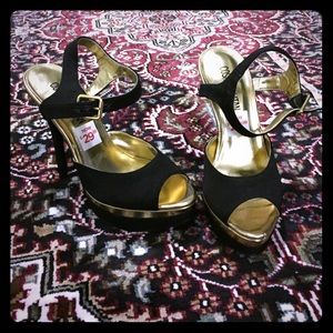 Black and Gold platform sandal