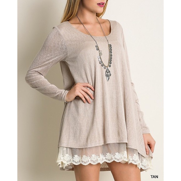 "Nothing Twice" Lace Hem Tunic Top - Picture 4 of 4
