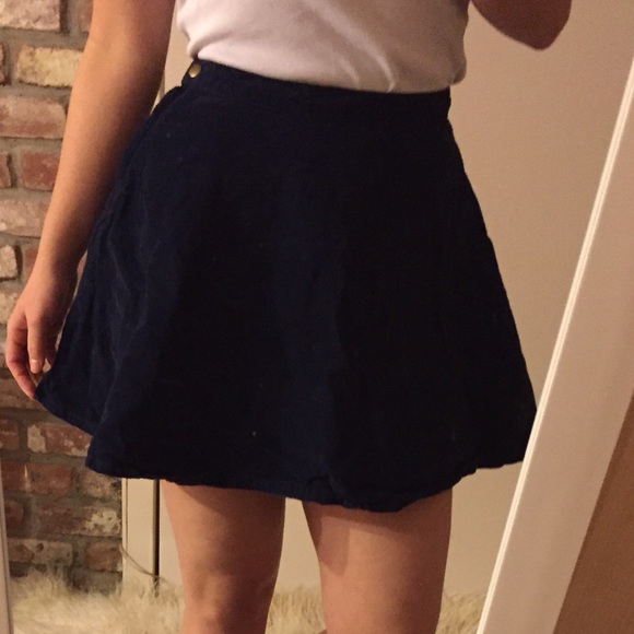 Navy blue corduroy circle skirt