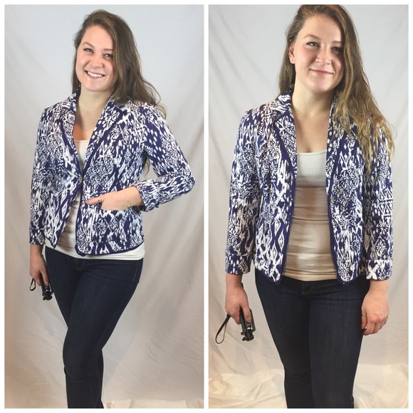 Navy Print Blazer - Coldwater Creek
