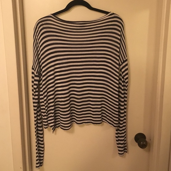 Trouve navy blue striped long sleeve shirt. - Picture 2 of 2