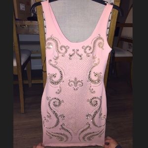 Bebe - Pink dress with gold embellish