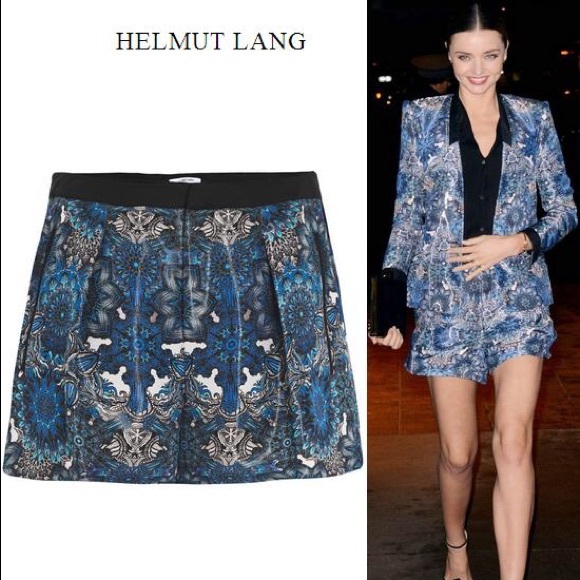 Helmut Lang Mandala Wet Print Blue Shorts S 2 4