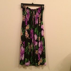 Floral strapless dress