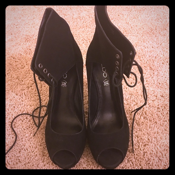 Aldo, Black, Peep Toe Shoes, Size 40