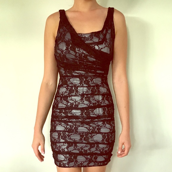 Black Lace Overlay Dress