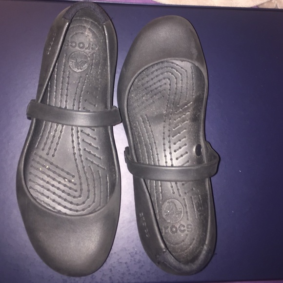 Black croc Mary Jane flats non slip size 6