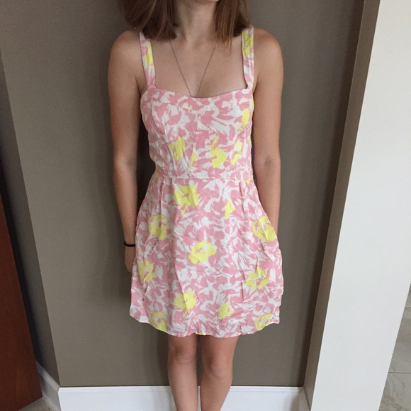 Pink white and yellow dress