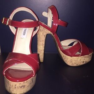 Red cork Steve Madden heels size 7