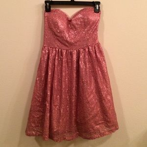 Pink sequence home coming style dress