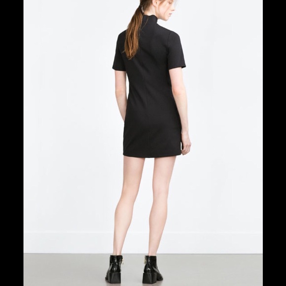 🆕 Zara black minimalist mock neck zipper dress - Picture 2 of 3