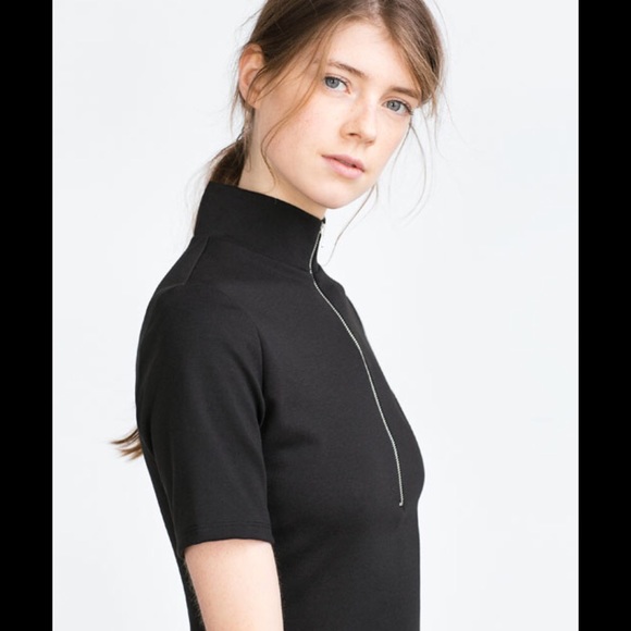 🆕 Zara black minimalist mock neck zipper dress - Picture 3 of 3