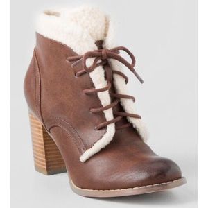 Faux Shearling Heeled Bootie