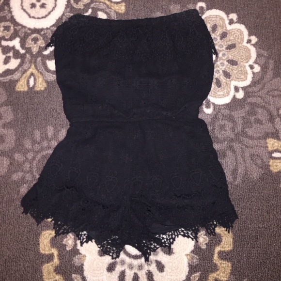 Strapless black shorts romper. Fully lined