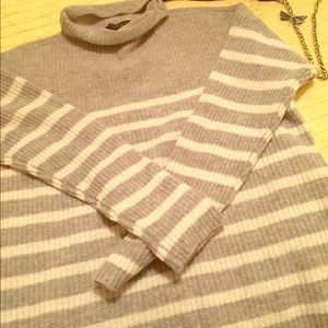 Gray sweater with white stripes