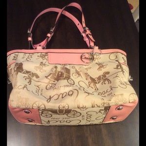 Coach Horse and Carriage Pink Tote