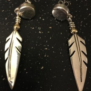 Sterling Silver Feather Earrings