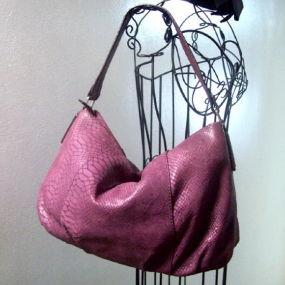 CK Plum Purple Embossed Snakeskin Leather Bag
