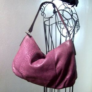 CK Plum Purple Embossed Snakeskin Leather Bag