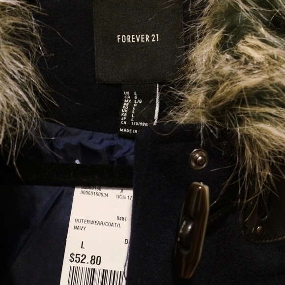 Forever 21 Faux Fur Pea Coat - Picture 3 of 4