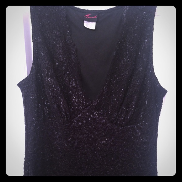 Torrid Size 2 Black Lace Sparkly Top