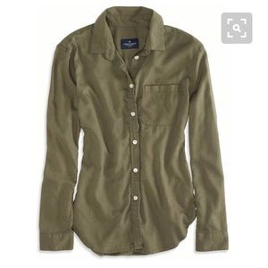 AE Factory Girlfriend Button Down- Olive