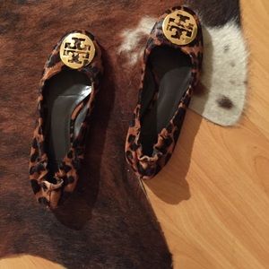 Leopard Pony Hair Tory Burch Flats