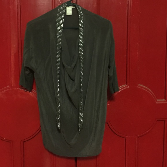 Dark grey fitted long blouse