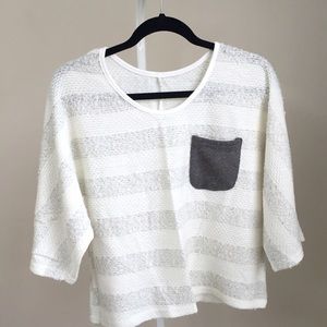 Tops - NEW grey/white stripe knit top w 3/4 sleeves Tops - NEW grey/white stripe knit top w 3/4 sleeves