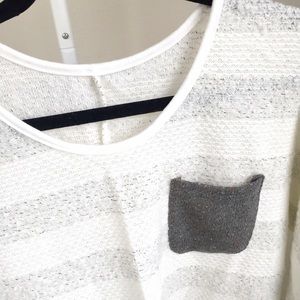 Tops - NEW grey/white stripe knit top w 3/4 sleeves Tops - NEW grey/white stripe knit top w 3/4 sleeves