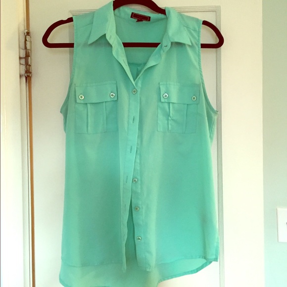 Mint/turquoise button up tank